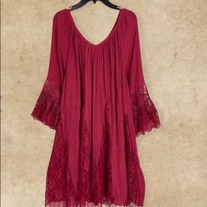 Crimson Laced Ruffle Dress Tunic
